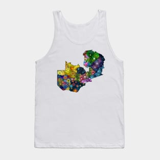 Spirograph Patterned Zambia Provinces Map Tank Top